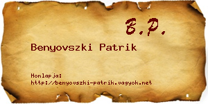 Benyovszki Patrik névjegykártya