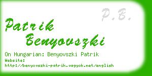 patrik benyovszki business card